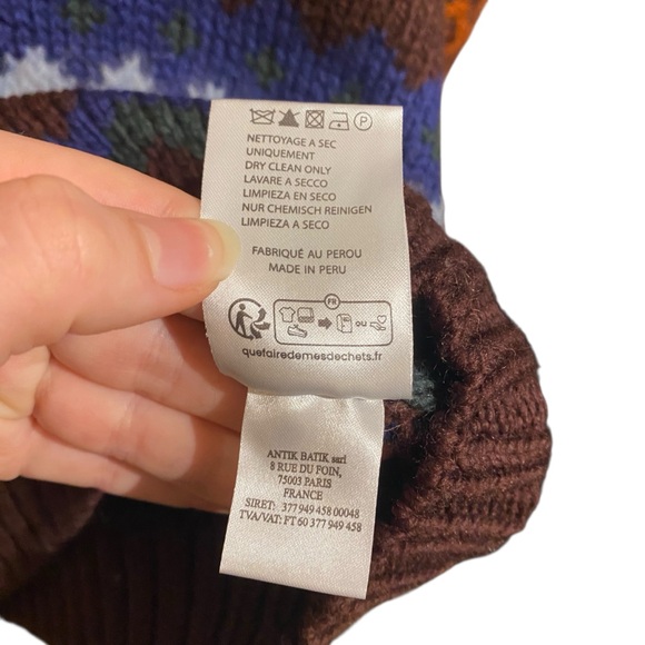 NWT Antik Batik Roloh Wool & Alpaca Fair Isle Long Puff Sleeve Crew Neck Sweater - Picture 8 of 8